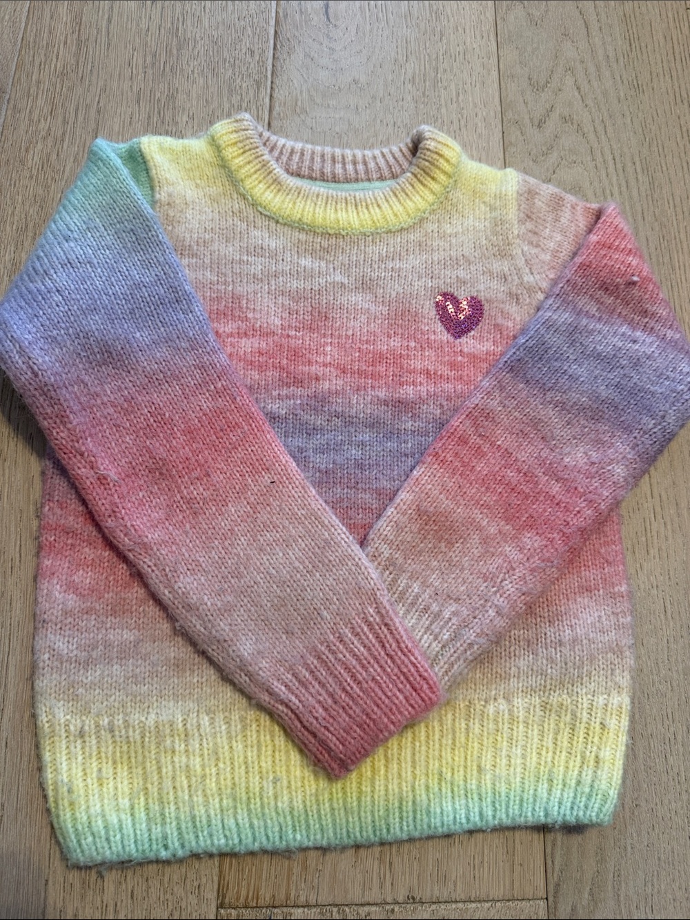 Rainbow Ombre Crewneck Sweater - Pink, Yellow, Blue size 8-9
